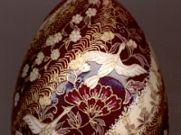 Spiral Birds and Blooms Chiyogami Ukrainian Style Easter Egg Pysanky by So Jeo : Pysanky Pysanka Ukrainian Easter egg batik ukrainian easter art batik  eggshell kimono chiyogami washi origami fans cranes birds blooms gold leaf sojeo leblond artist